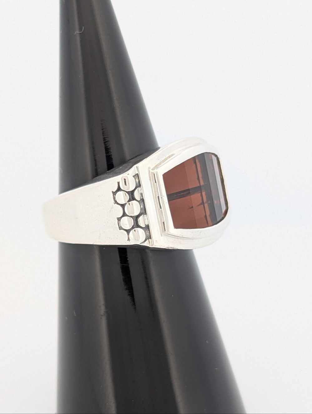 Sterling Michael Dawkins Barrel Cut Smokey Quartz Ring Sz6 - Picture 4 of 5